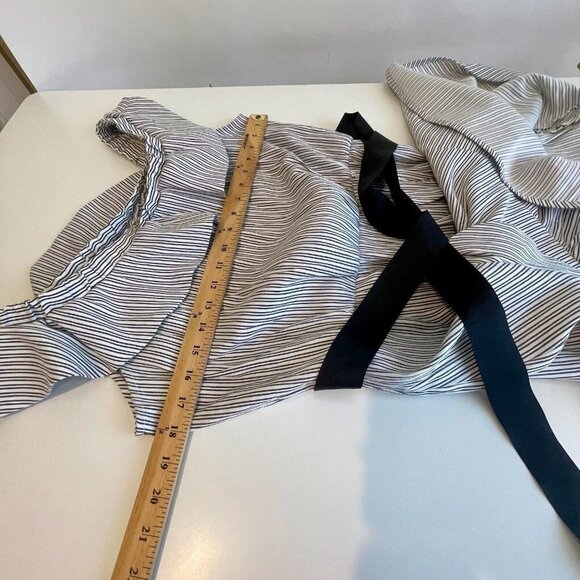 Velvet Heart Off Shoulder Fit & Flare Dress Womens L Black Belted Striped Ruffle - Picture 8 of 10